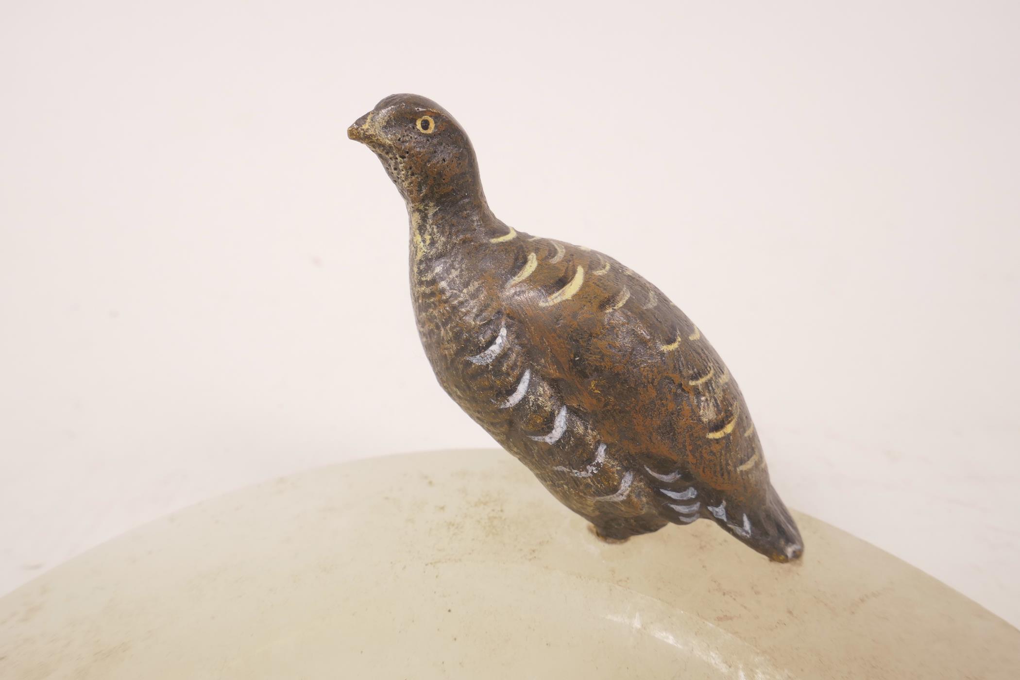 An onyx ashtray with bronze partridge, 4½" wide - Image 2 of 4