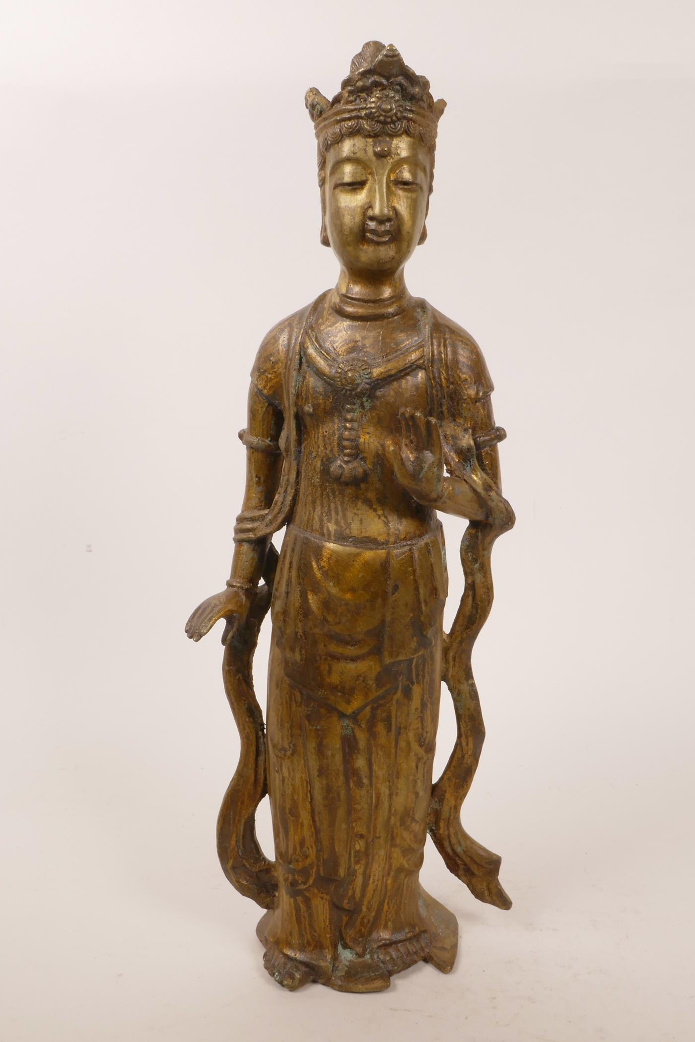 A bronze Buddha, 16" high