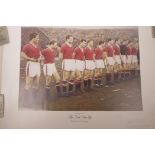 Football Memorabillia: a Manchester United Limited Edition print, The Busby Babes Last Line up,