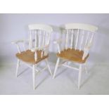 Two Windsor kitchen elbow chairs