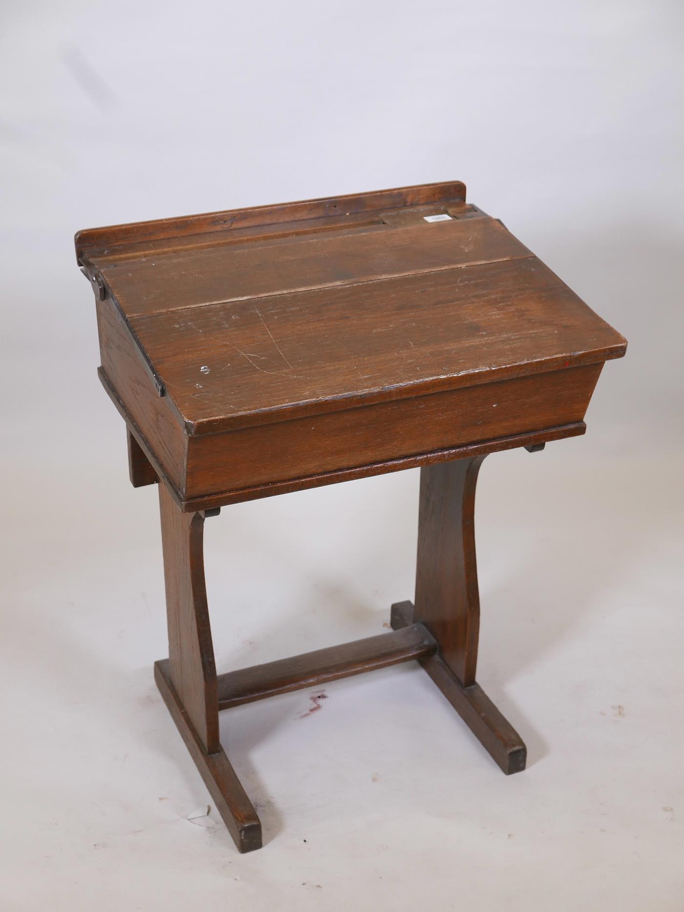 An early C20th oak school desk, 24" x 19" x 32" high - Image 2 of 3