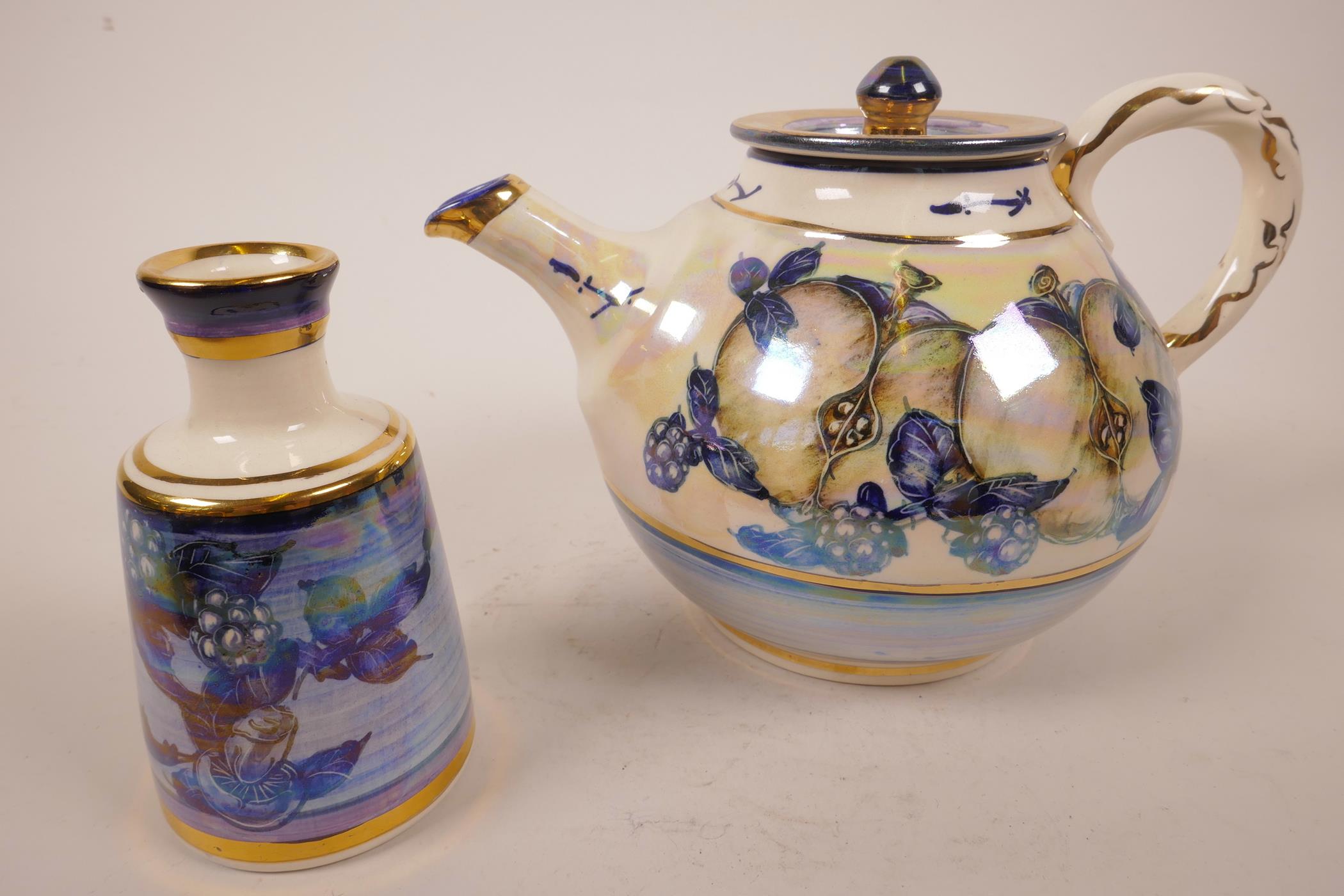 A mixed lot including a G&S Ltd Albany and Harvey Potteries Burslem teapot c.1900-1940, cobalt blue, - Image 3 of 8