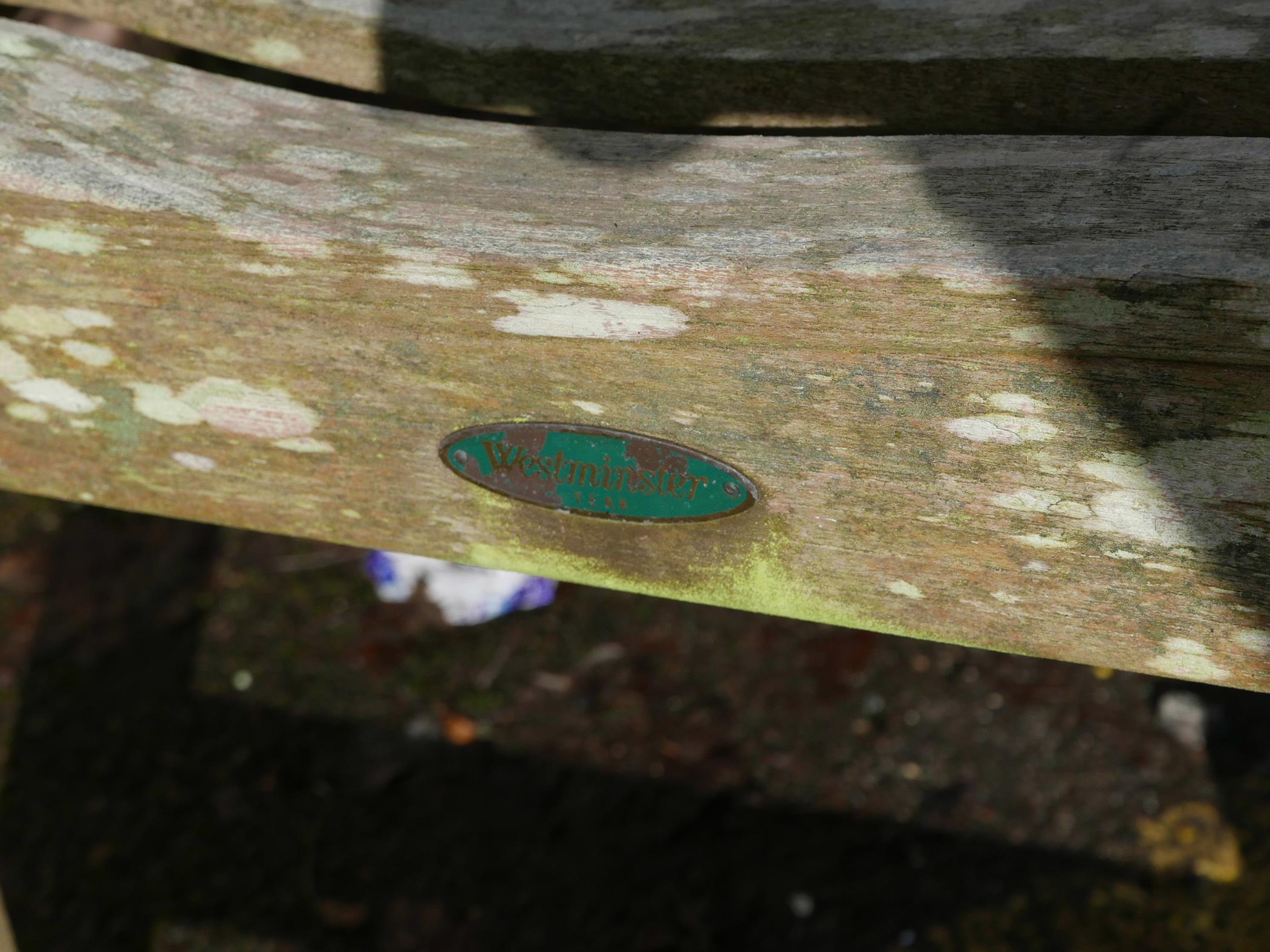 A Westminster teak garden bench with slatted back and seat, 48" long - Image 2 of 2