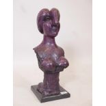 After Pablo Picasso, bronze bust of a woman, Marie Therese, with red patination, mounted on a marble