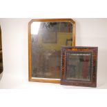 A C19th pier glass tortoiseshell framed pier glass mirror with bevelled plate, 12½" x 14" overall,