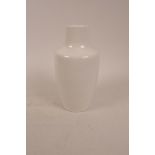 A white glazed Ruskin studio pottery vase, 8" high