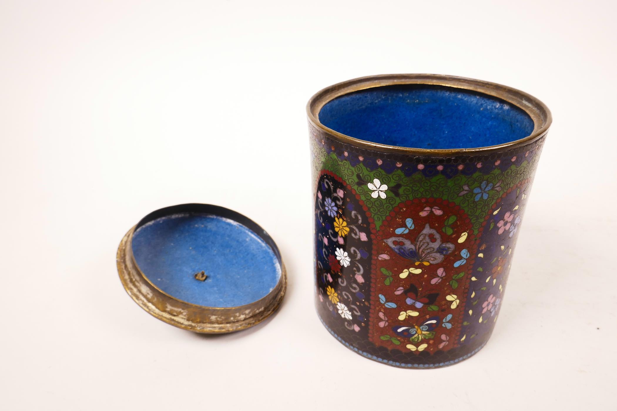 A cloisonne jar and cover, 5" high - Image 4 of 6