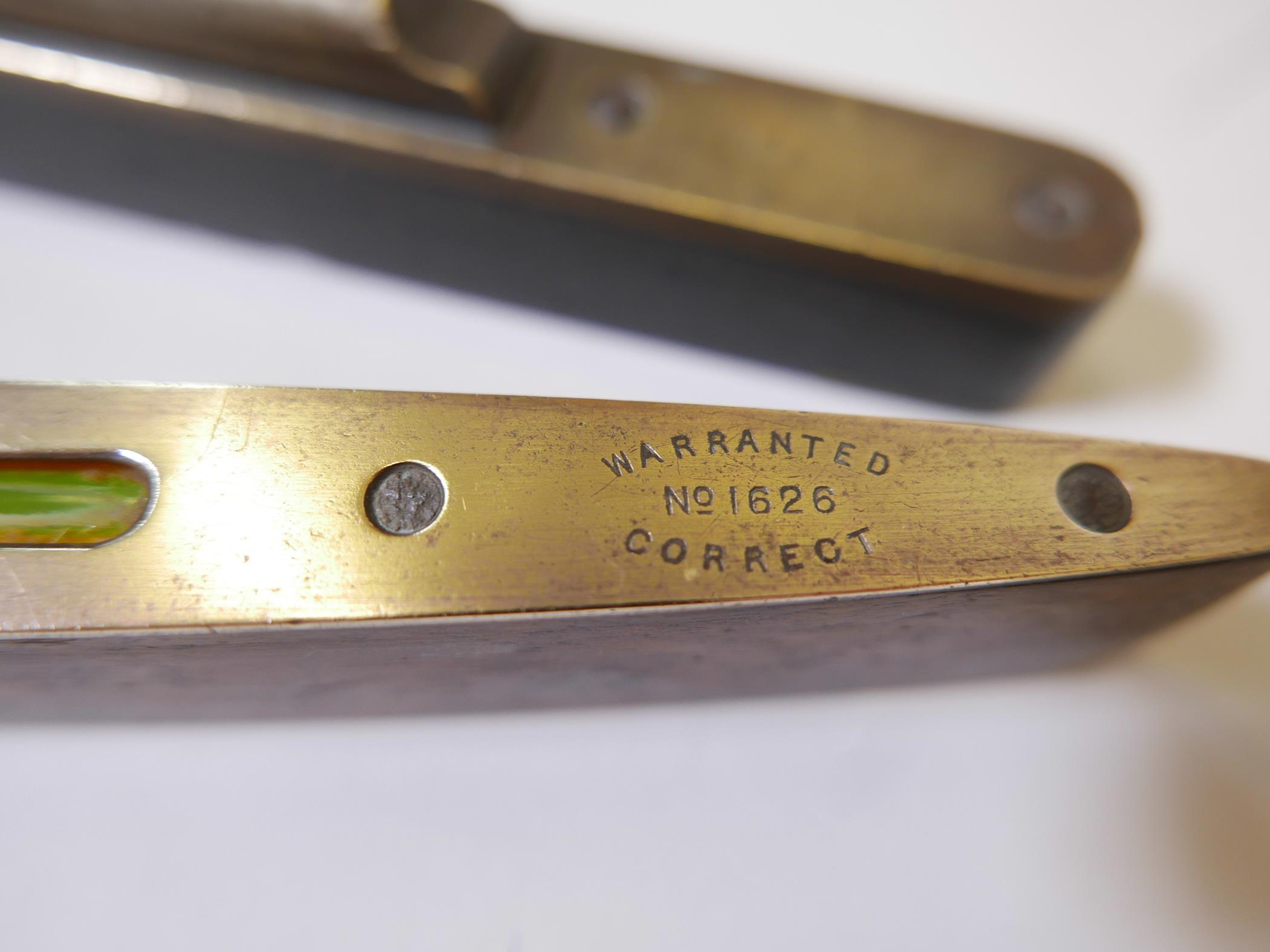 A vintage J. Rathbone and Sons No.1626 rosewood and brass spirit level, 9" long, together with an - Image 3 of 4