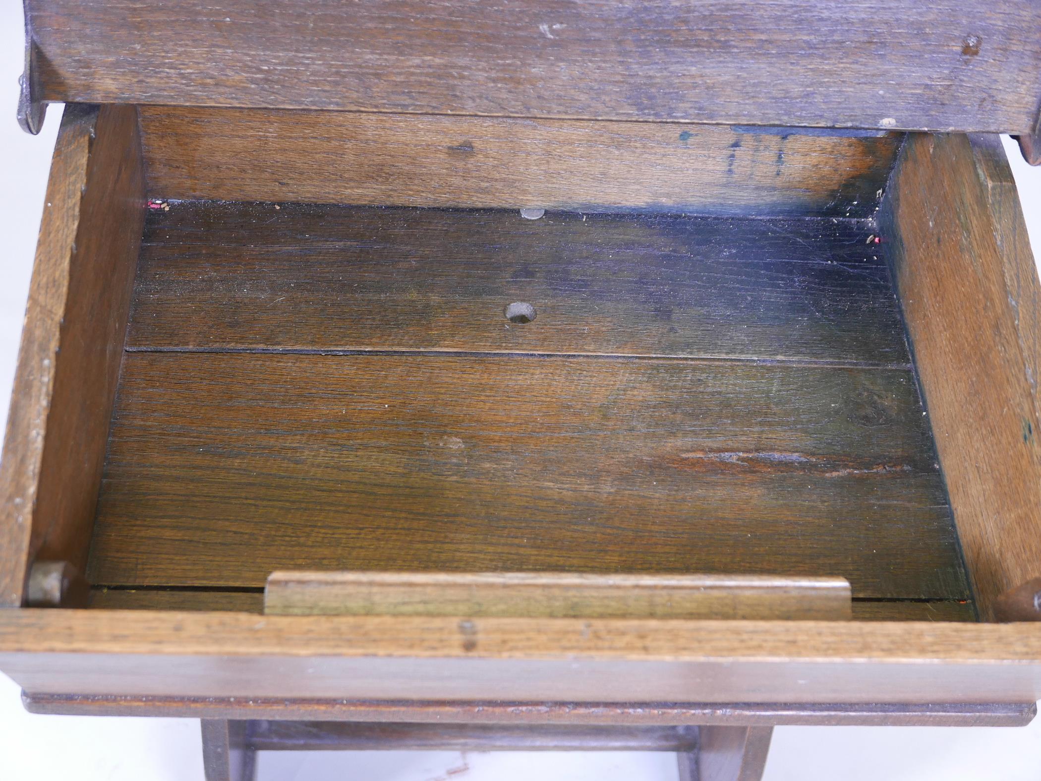 An early C20th oak school desk, 24" x 19" x 32" high - Image 3 of 3