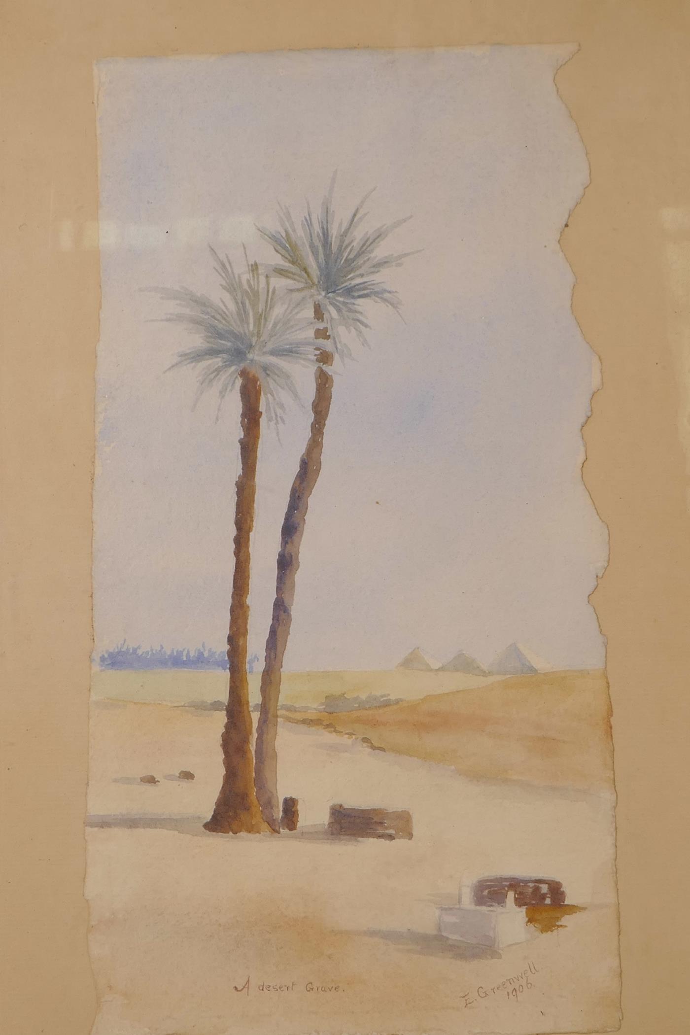 E. Greenwell (British, fl.1906), 'A Desert Grave - 1906', signed and dated 1906 lower right, 6" x