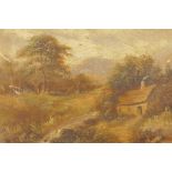 G. (George) Gray, rural landscape with cottages, late C19th/early C20th, signed, oil on canvas,