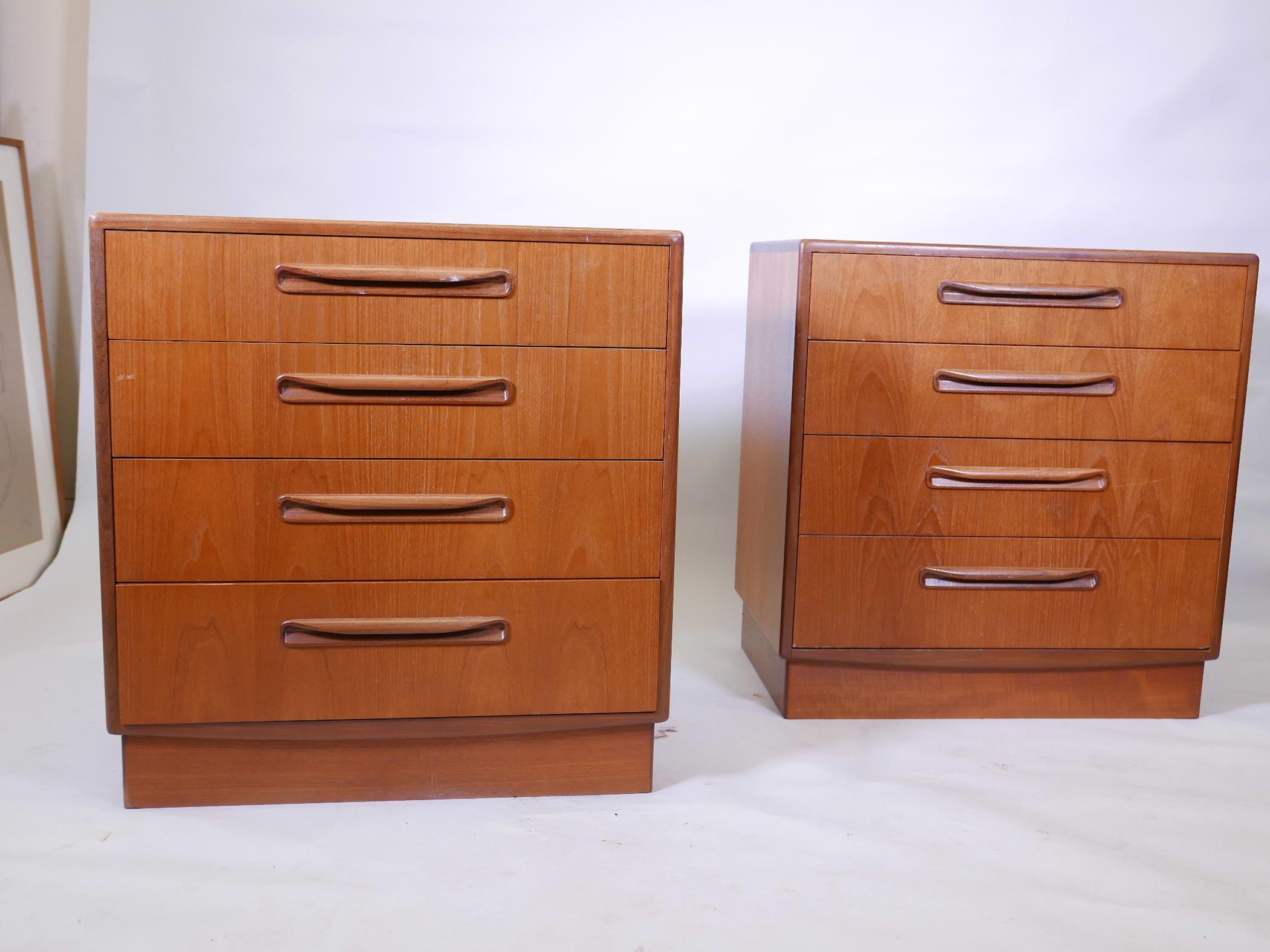 A pair of G-Plan teak 'Fresco' chest of drawers, 28" x 17½" x 30" high