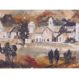 Claire Calkin (?), landscape, signed Clair '67, inscribed verso, oil on canvas, 16" x 30"