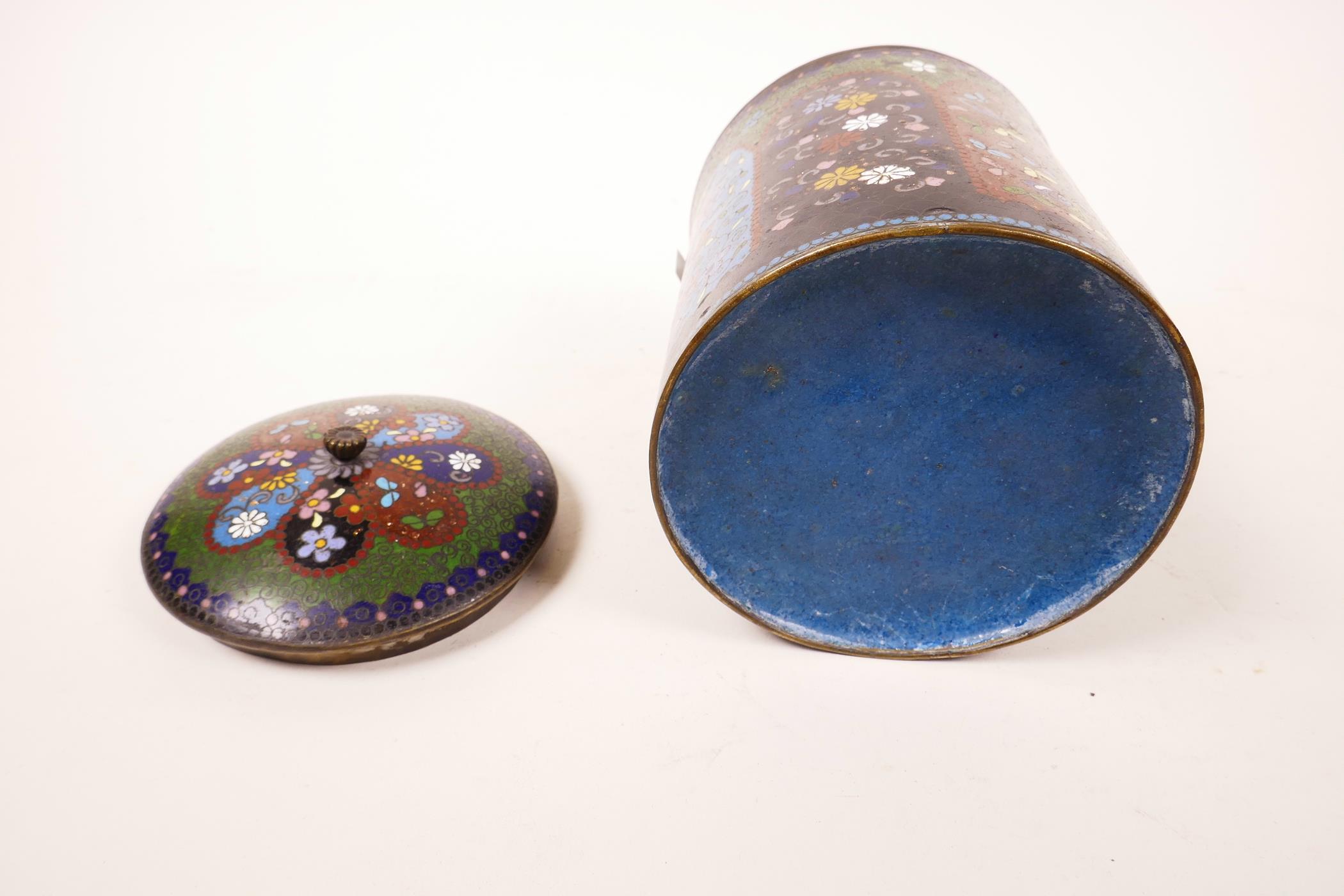 A cloisonne jar and cover, 5" high - Image 5 of 6