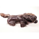 An oriental wooden beast, 14" long x 5" wide