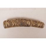 A bone and composition ornament with carved decoration of elephants, lions and birds, 8½" long