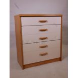 A Stag tall chest of 5 long drawers, en suite to previous lot, 31" x 16½" x 35" high