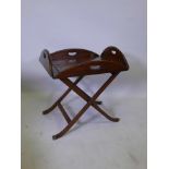 A mahogany butler's tray and stand, 18½" x 25"