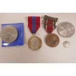A 1911-12 London County Council Medal together with a Queen Elizabeth II Coronation medal, two