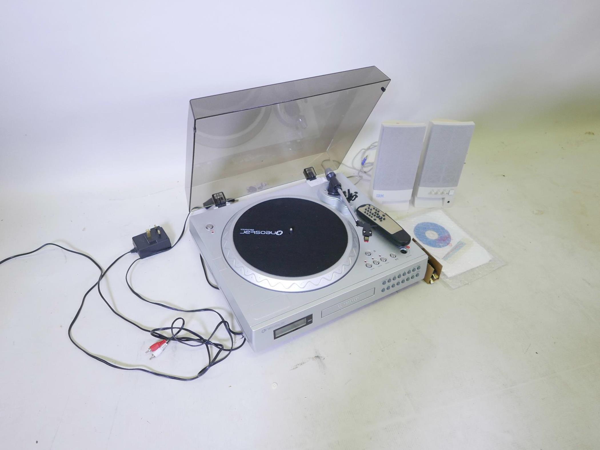 A Neostar NTC D1V turntable, cassette, CD player/recorder, with aux function USB to PC recording, - Image 2 of 2