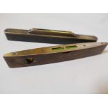 A vintage J. Rathbone and Sons No.1626 rosewood and brass spirit level, 9" long, together with an