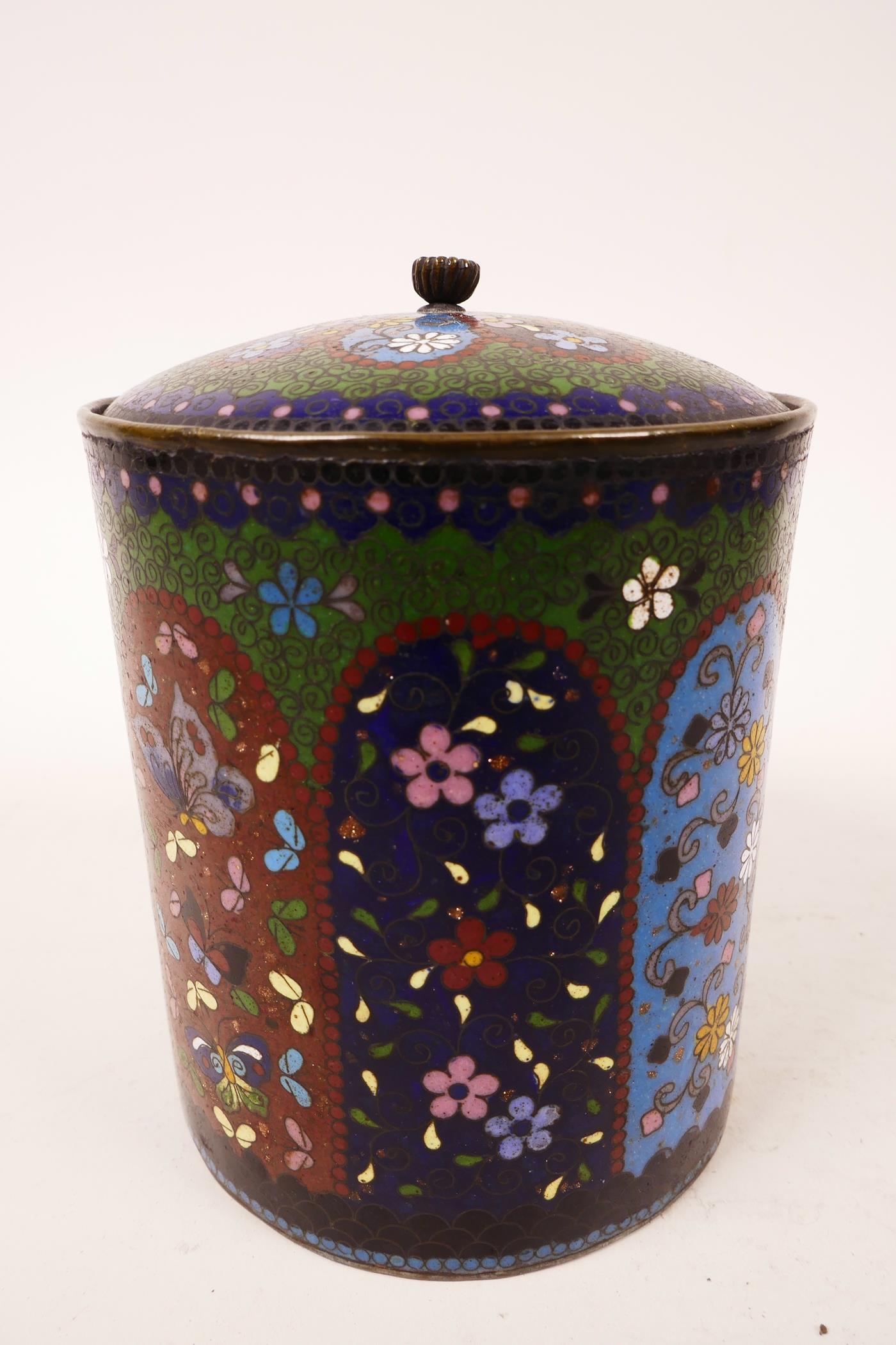 A cloisonne jar and cover, 5" high