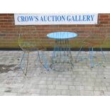 A retro painted metal bistro set, table 26½" high x 23½ diameter