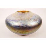 A Siddy Langley, (British, b. 1955) iridescent art glass, hand blown vase, signed and dated 1996
