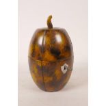 A Georgian style painted fruitwood tea caddy in the form of a melon, 6½" high