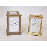 A Mappin & Webb brass carriage clock with bevelled glass, 4½" high, and a brass carriage clock