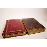 Two Victorian photograph albums with gilt edges and embossed leather covers, both A/F broken