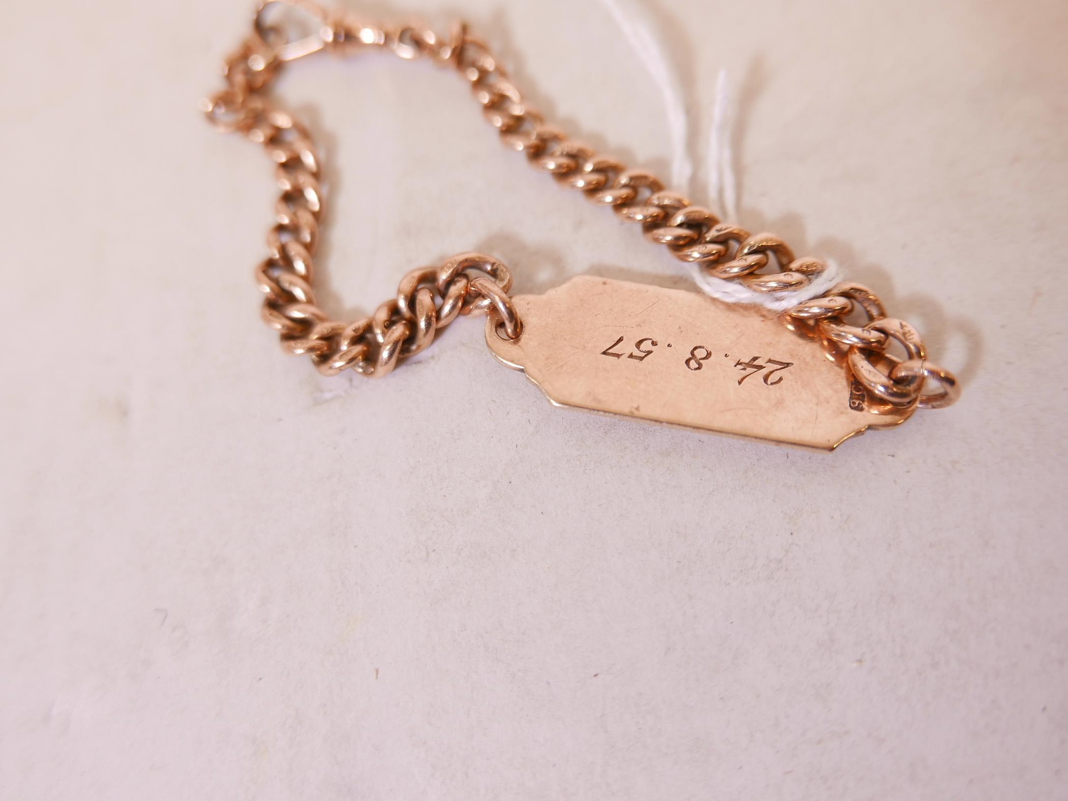 A 9ct gold identity bracelet, engraved 'William' with date of birth, 17.7g - Image 2 of 2