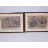 A pair of early John Leech hand coloured engravings of hunting scenes, 'A Friendly Mount' and '