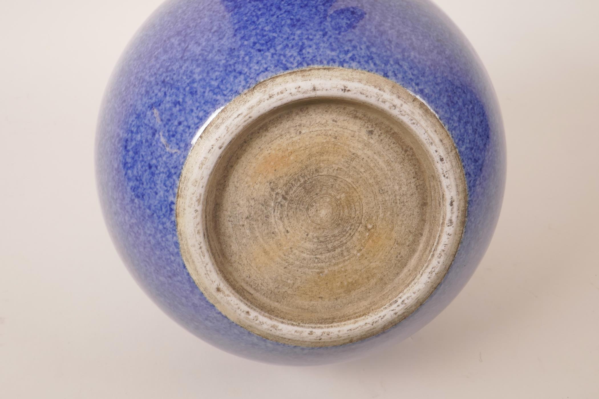 A Chinese mottled blue glaze pottery jar, 7½" high, 9" diameter - Image 3 of 3