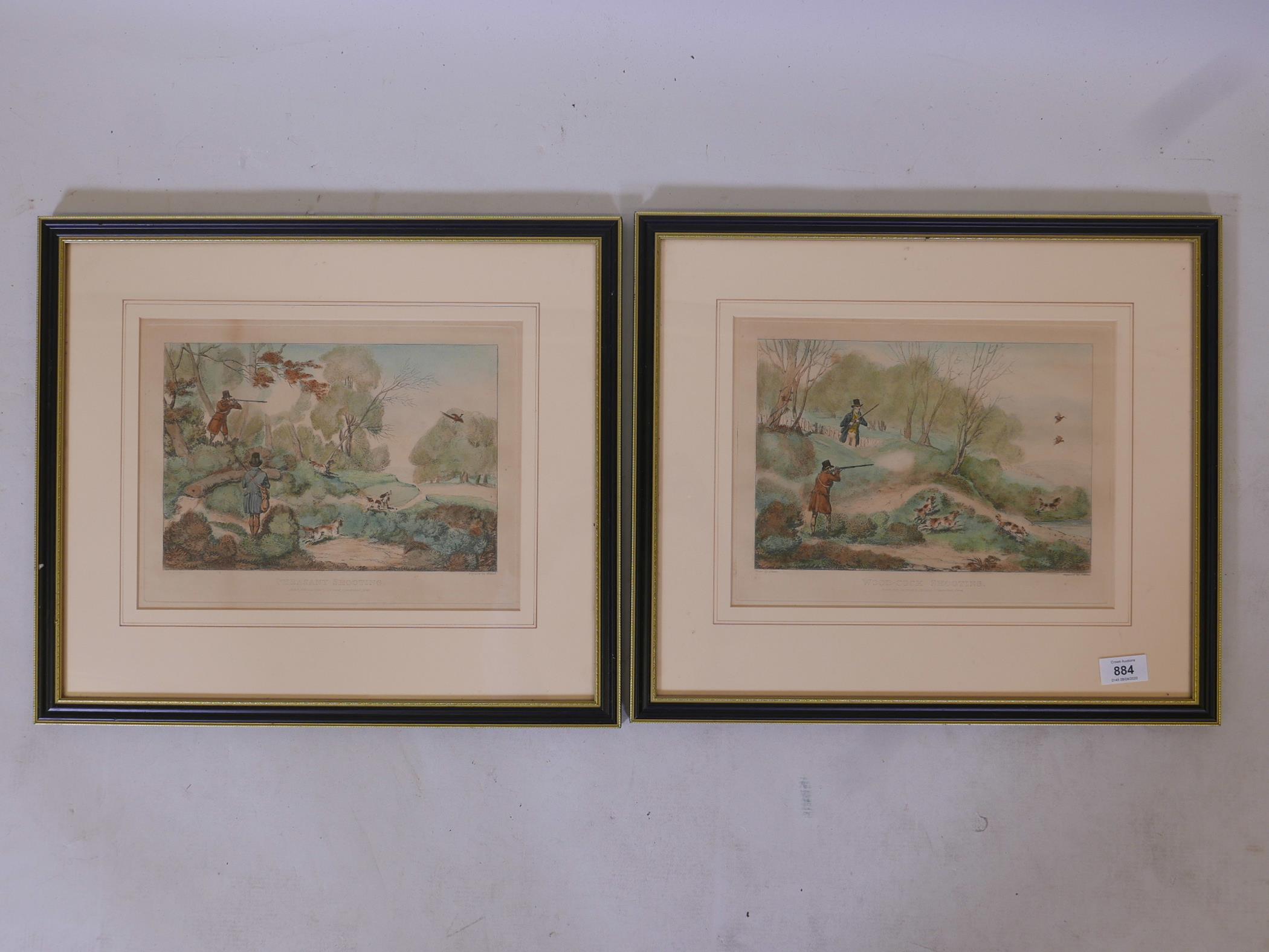 After Alken, Pheasant Shooting and Woodcock Shooting, a pair of hand coloured engravings, engraved