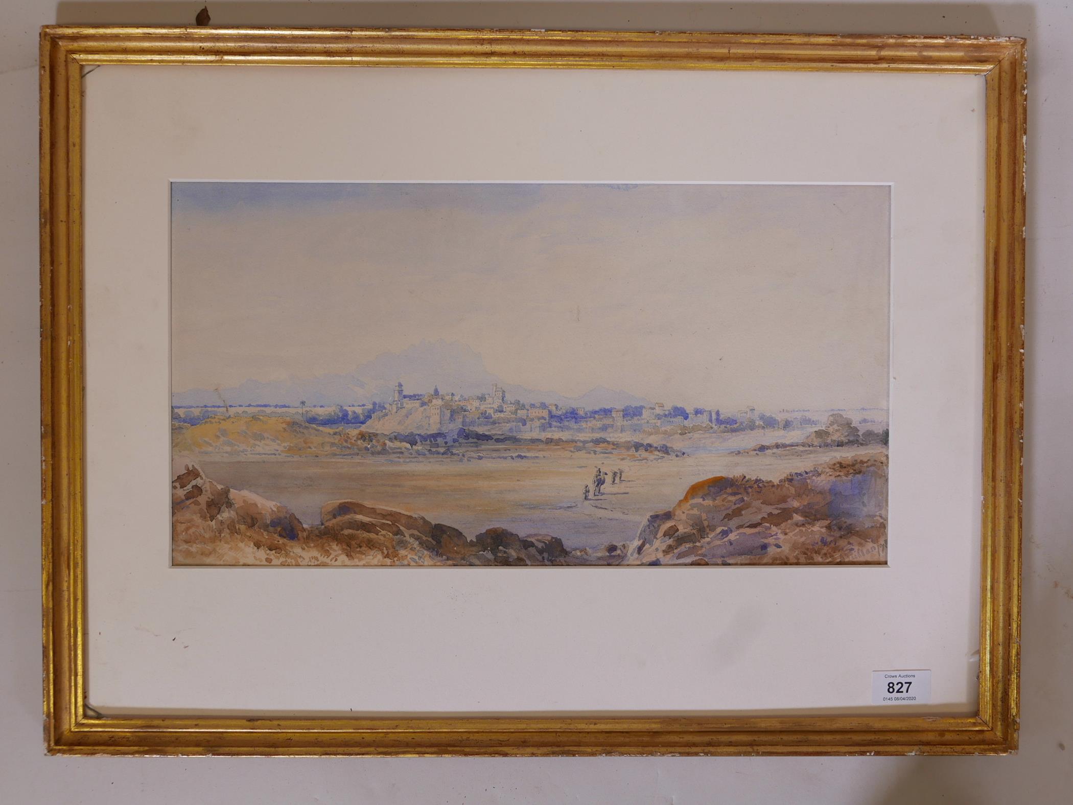 Col. Ayrton Pullan, landscape with a view of Madras, signed & dated '95, watercolour, 18" x 9" - Image 2 of 3