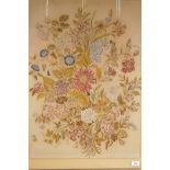 An early C20th tapestry, a bouquet of summer flowers, in a gilt frame, 20" x 28"