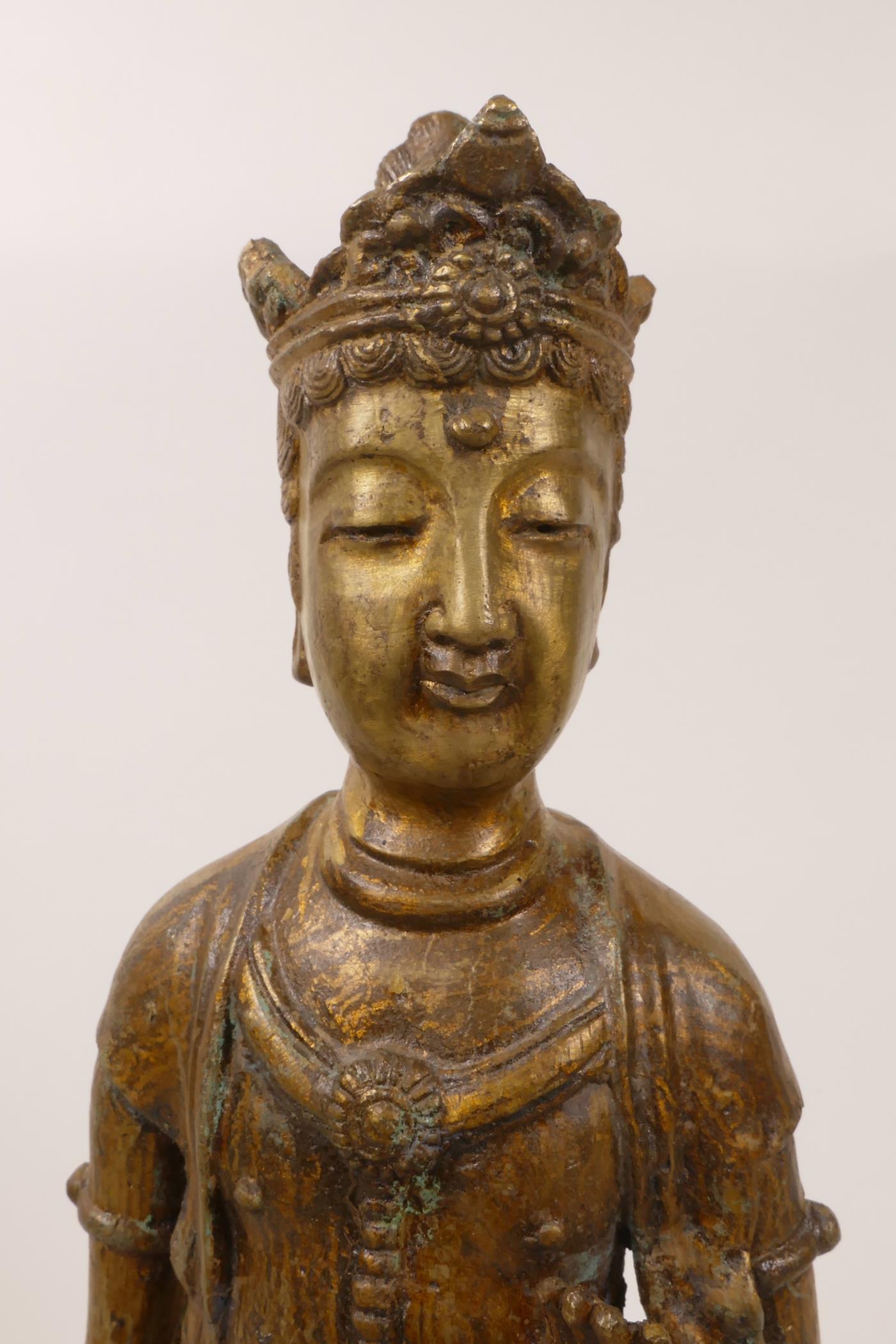 A bronze Buddha, 16" high - Image 2 of 4