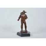 A 1960s Russian solid bronze sculpture of a Soviet space Pilot, a 'Stratonaut', with flying helmet