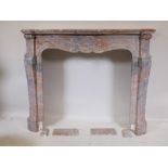 A marble fire surround with carved details, 53" x 15½", 43" high