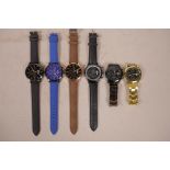 A collection of six contemporary gentlemens' wristwatches including Shaarm and Geneva