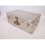 A vintage metal travelling trunk, 30" x 17½" x 12½"