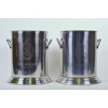 A pair of chrome plated champagne ice buckets, engraved Louis Roederer, 9½" high