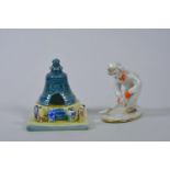 A Konakovo Russian ceramic figurine of 'The Tsar Bell' in Moscow, c1965, 5" long x 4" high; together