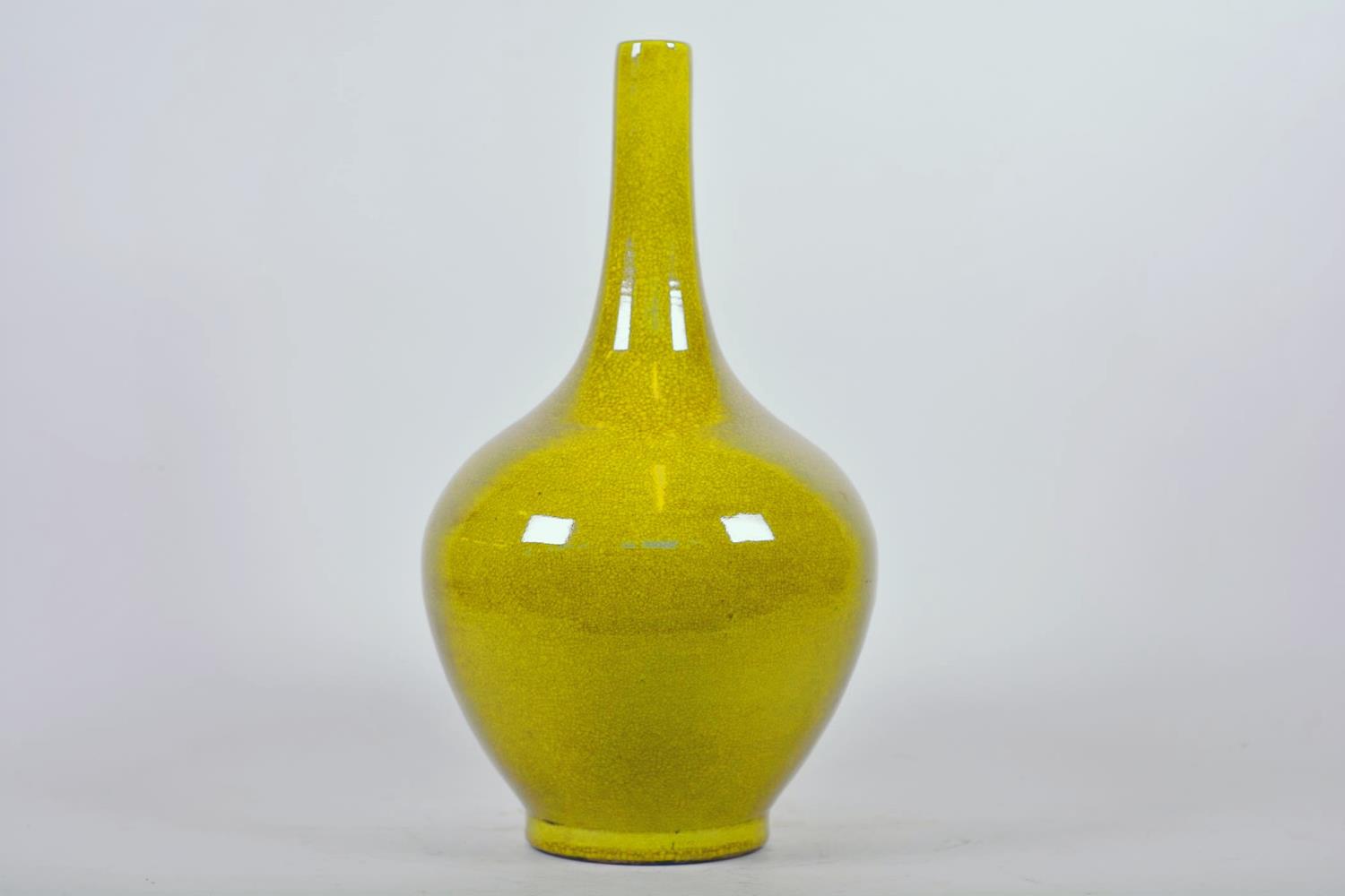 A Chinese crackle glazed pottery bottle vase, 6 character mark to base, 14½" high - Image 2 of 7