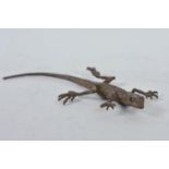 An Oriental bronzed metal gecko, 6½" long