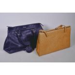 A vintage Picard leather handbag, 14½" wide, together with a vintage Suzanne ostrich skin handbag