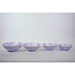 A graduated set of four Chinese eggshell porcelain bowls with lobed rims and polychrome enamel