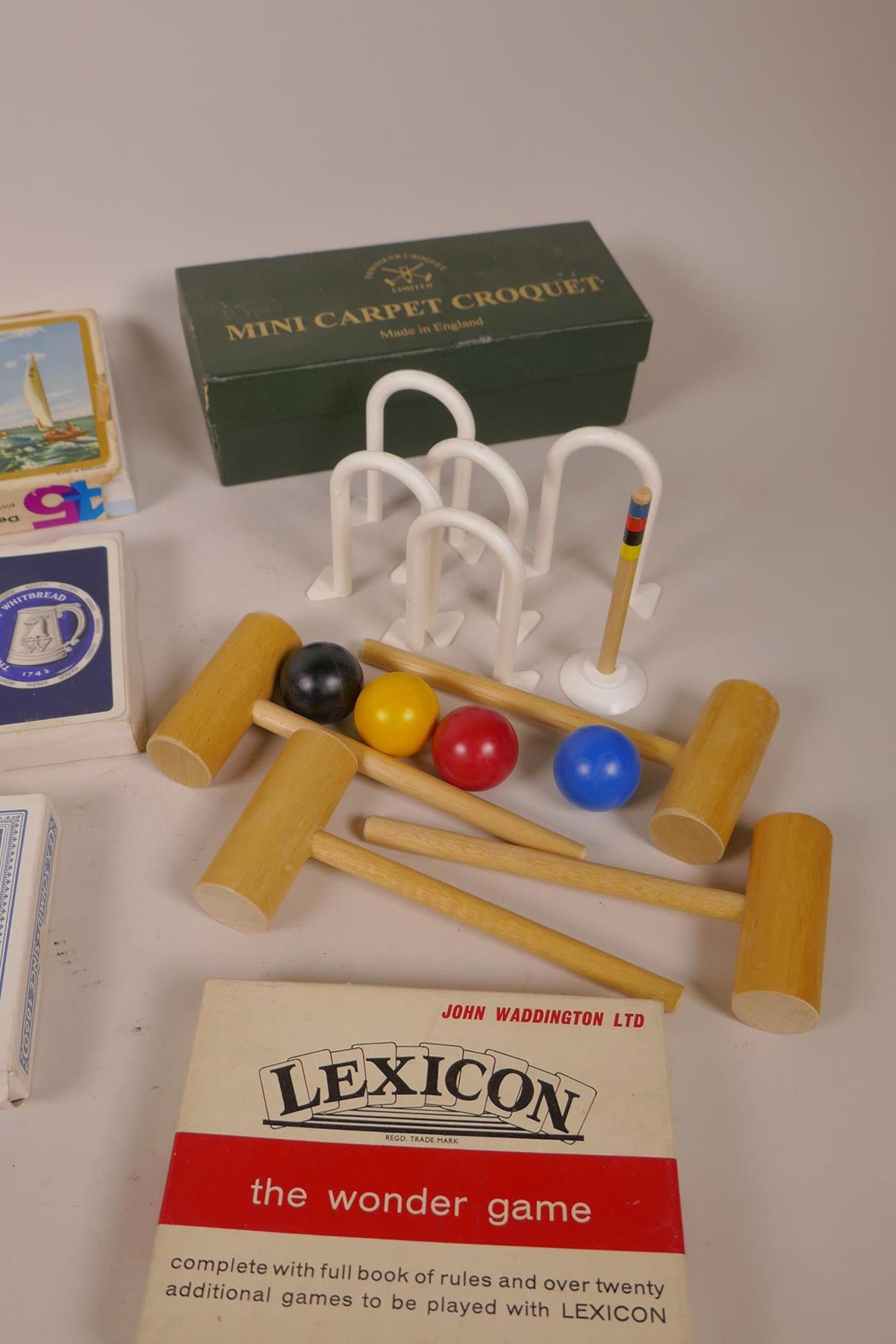 A box of vintage games and playing cards including carpet croquet, dominoes etc - Image 4 of 4