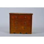 A small 'apprentice' bow front chest of drawers, with one true and two dummy drawers, 5¼" x 6" x 3½"